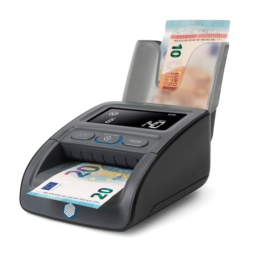 Safescan 155-S & RS-100 automatischer Geldscheinprüfer zur schnellen Überprüfung von Geldscheinen - Falschgeldprüfgerät mit 7-facher Echtheitsprüfung - 100% genaues Prüfgerät inkl. Banknotenstapler von Safescan