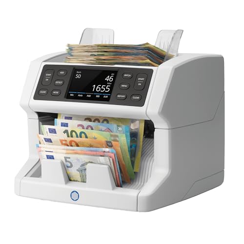 Safescan 2865-S Geldzählmaschine, Wertzählung für gemischte Banknoten - Banknotenzähler mit 7-facher Echtheitsprüfung - Geldzählmaschine mit mehrsprachiger Benutzeroberfläche von Safescan