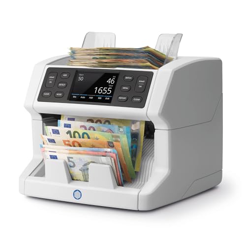 Safescan 2865-S Geldzählmaschine, Wertzählung für gemischte Banknoten - Banknotenzähler mit 7-facher Echtheitsprüfung - Geldzählmaschine mit mehrsprachiger Benutzeroberfläche von Safescan