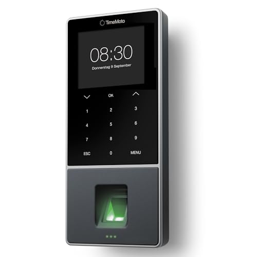 TimeMoto TM-828 SC Mitarbeiter-Stechuhr mit Fingerabdrucksensor, kompatibel mit kontaktlosen Chipkarten, RFID-Ausweis, PIN, 2.000 Benutzer, digitale Zeiterfassung, Stundenzettel, Wi-Fi von Safescan