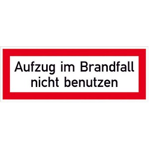 SafetyMarking® Brandschutzaufkleber "Aufzug im Brandfall nicht benutzen" rechteckig 14,8 x 5,2 cm von SafetyMarking®