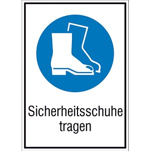 SafetyMarking® Gebotsaufkleber "Sicherheitsschuhe tragen " rechteckig 13,1 x 18,5 cm von SafetyMarking®