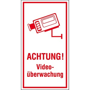 SafetyMarking® Hinweisaufkleber "Achtung! Videoüberwachung " rechteckig 8,0 x 15,0 cm von SafetyMarking®