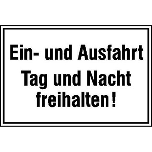 SafetyMarking® Hinweisschild "Ein- und Ausfahrt Tag und Nacht freihalten" rechteck 25,0 x 15,0 cm von SafetyMarking®