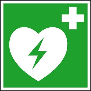 SafetyMarking® Rettungszeichen-Aufkleber "Automatisierter Externer Defibrillator (AED)" quadratisch 15,0 x 15,0 cm von SafetyMarking®