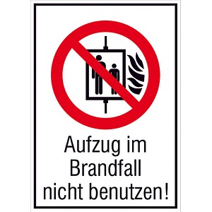 SafetyMarking® Verbotsaufkleber "Aufzug im Brandfall nicht benutzen" rechteckig 13,1 x 18,5 cm von SafetyMarking®