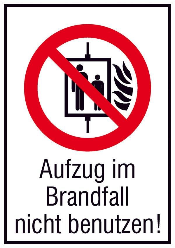 SafetyMarking® Verbotsaufkleber Aufzug im Brandfall nicht benutzen 10.5 cm x ... von SafetyMarking®