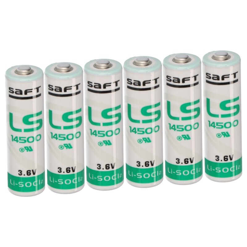 6x Saft Lithium 3,6V Batterie LS14500 AA - Zelle von Saft