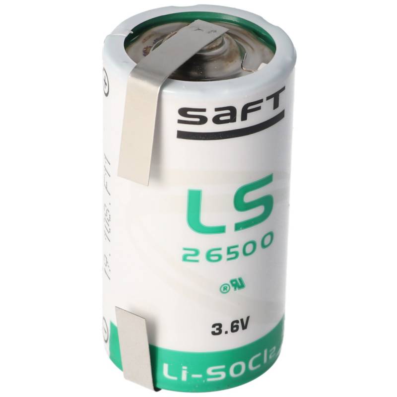 SAFT LS26500 Lithium Batterie Li-SOCI2, C-Size mit Lötfahne U-Form von Saft