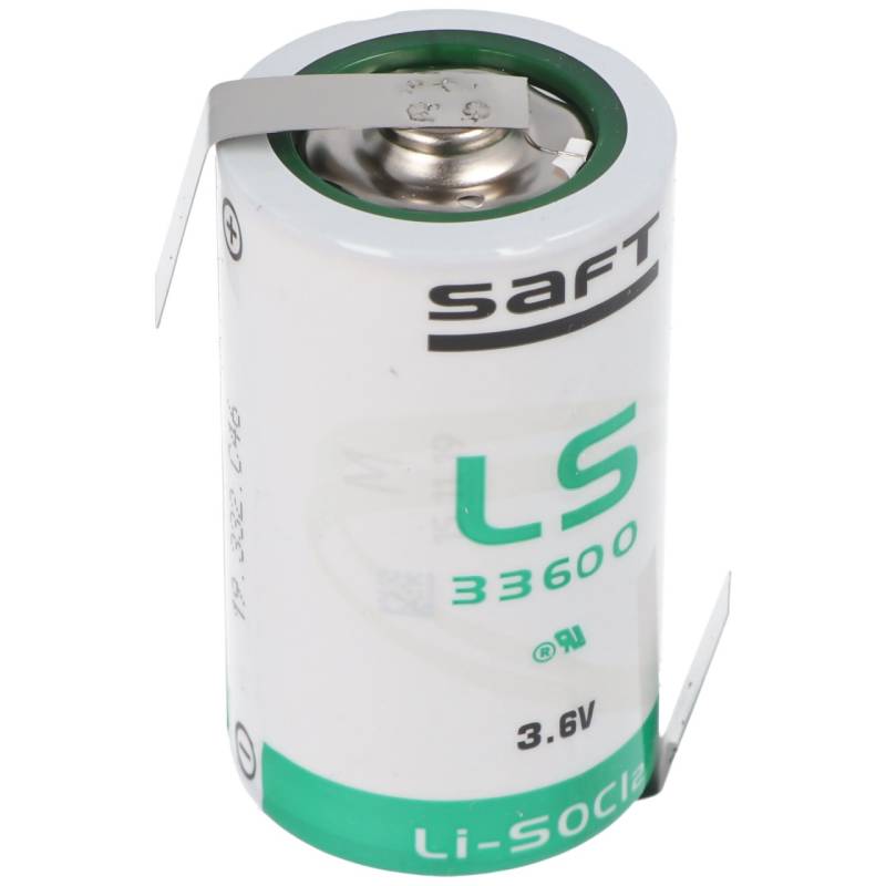 SAFT LS33600 Lithium Batterie 3.6V Primary mit Lötfahne Z-Form von Saft