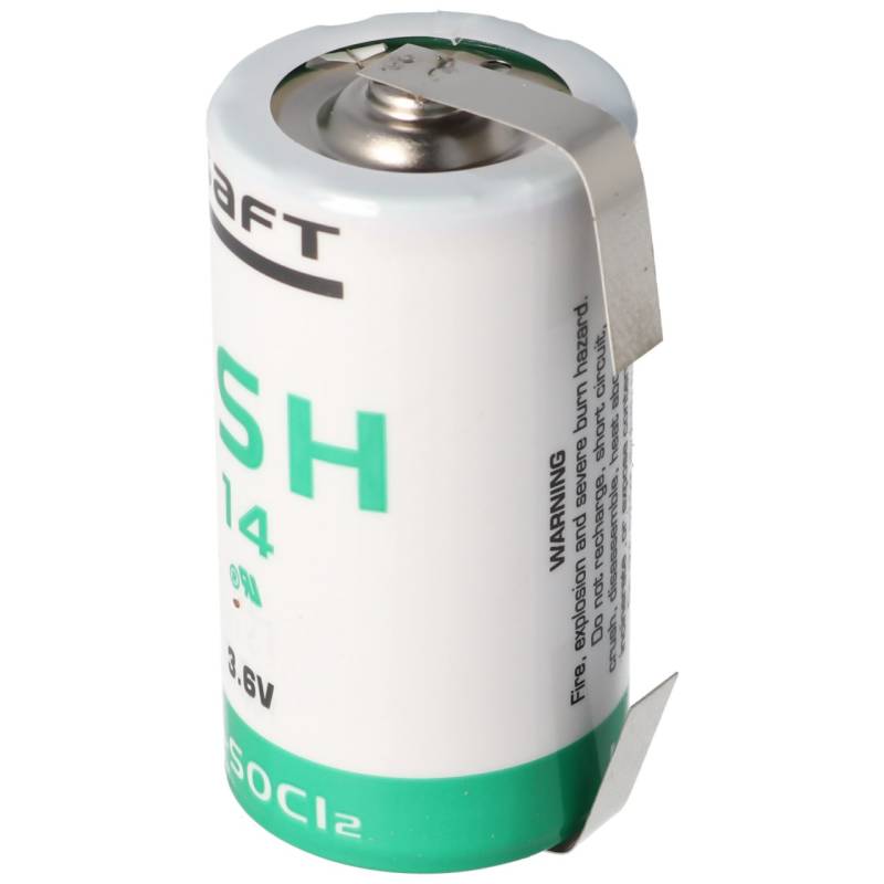 SAFT LSH 14 Lithium Batterie 3.6V Primary mit Lötfahne U-Form von Saft