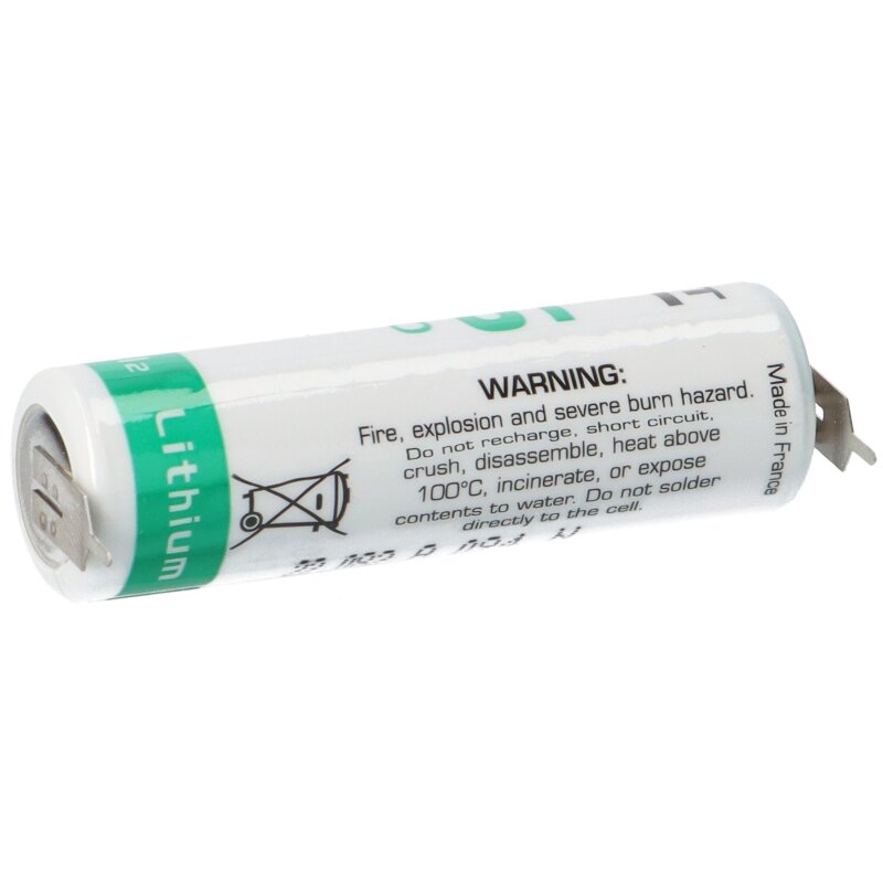 Saft Lithium 3,6V Batterie LS14500-2PF AA - pin +/- von Saft