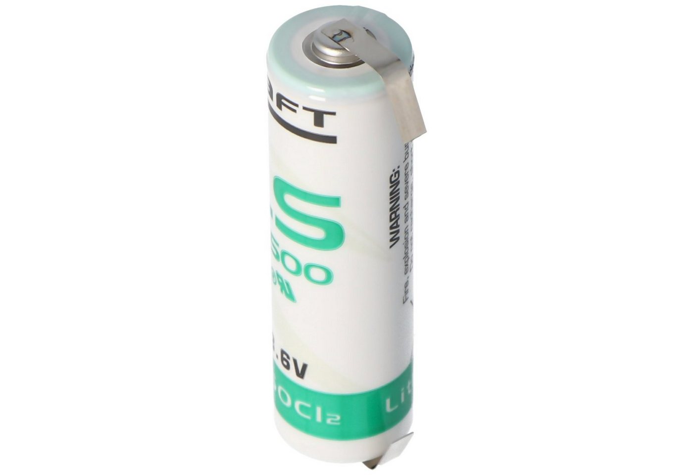 Saft SAFT LS14500CNR Lithium Batterie mit U-Form Lötfahnen Batterie, (3,6 V) von Saft