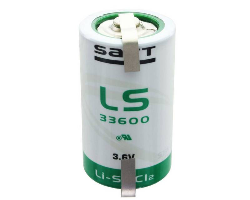 Saft SAFT LS33600 Lithium Batterie 3.6V Primary mit Lötfahne U-Form Batterie, (3,6 V) von Saft