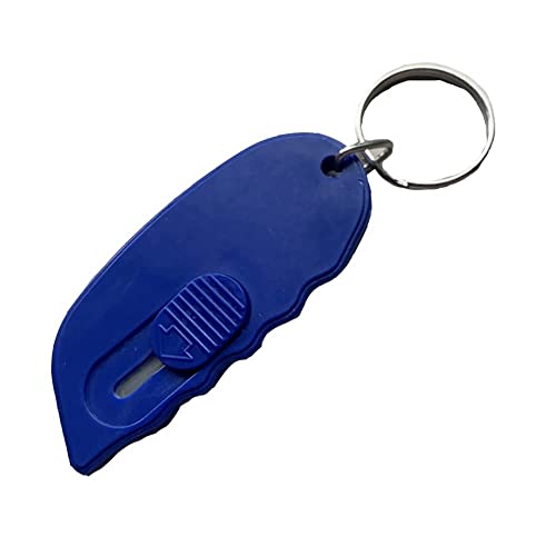 1 Stück Mini Cuttermesser, Mini Sicherheitsklinge Box Öffner, Sicherheits-Cuttermesser Kartonöffner Schlüsselanhänger Brieföffner (Blau) von SagaSave
