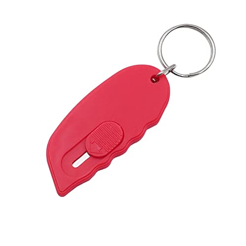 1 Stück Mini Cuttermesser, Mini Sicherheitsklinge Box Öffner, Sicherheits-Cuttermesser Kartonöffner Schlüsselanhänger Brieföffner (Rot) von SagaSave