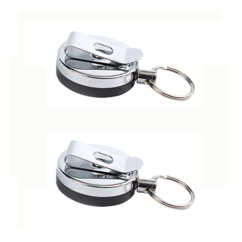 2 Stück einziehbare Schlüsselanhänger, ausziehbarer Ausweishalter mit Gürtelclip, Sicherheits-Anti-Verlust-Rückstoß-Schlüsselanhänger zum Aufhängen von Schlüsseln, Ausweisen von SagaSave