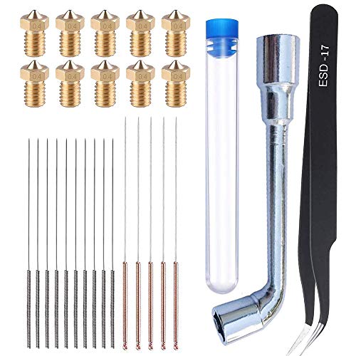 27 Pcs 3D Printer Nozzle Cleaning Kit - 0.35mm & 0.4mm Cleaner Needles, Replacement Nozzles, Tweezer and Wrench, 3D Printing Cleaning Tools von SagaSave