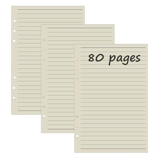 3 Packungen A5 Liniert Nachfüllpapier, 240 Blätter 6 Löcher Nachfüllpapier Nachfüllbare Refill Paper Nachfülleinlagen für Notizbuch, Tagbuch, Skizze, Malerei von SagaSave