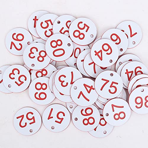 Gravierte Scheiben Tischnummern Tags Schließfach-ID-Nummern-Tags Gravierte Tags Schlüsselanhänger ID-Tags (weiße Nummer 1-100) von SagaSave