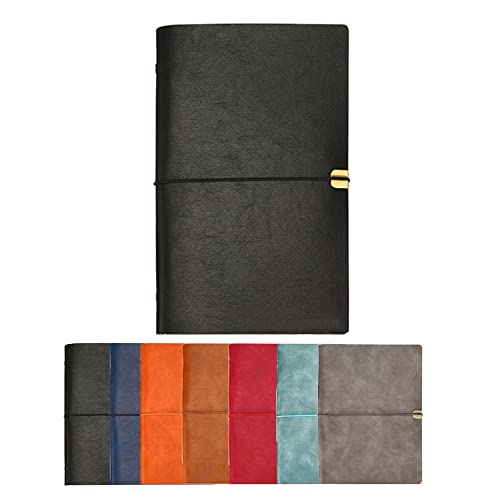 Leder Notizbuch, A6 Leder Notizbuch, 18 x 11 cm, 200 Seiten Nachfüllbarer Notizblock Tagebuch, Persönlicher Notizblock Reisetagebuch, Geschenkzum Geburtstagsjubiläum (Schwarz) von SagaSave