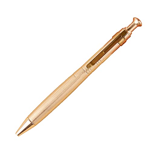 SagaSave Metall Messing Stift, Druckkugelschreiber mit Stifttasche, Glatt Schreiben Stift für Schule Büro Geschäft (Gold) von SagaSave