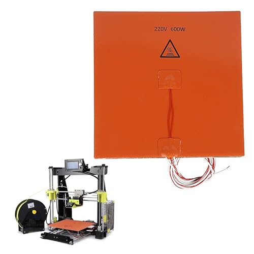 Zubehör für 3D-Drucker, 200 x 200 mm 3D-Drucker Silikonkautschuk-Heizung Creality Heißbettplatte mit beheizter Bettkabelleitung 220 V 600 W von SagaSave