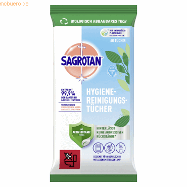 Sagrotan Hygiene-Reinigungstuch 3250406 60 Stück von Sagrotan