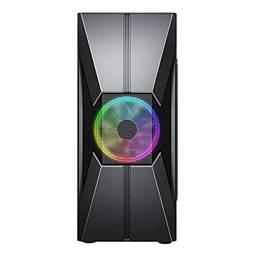 Hellcrack Black Alien RGB Tempered Glass Mid-Tower ATX Gaming Gehäuse - Schwarz mit 4 x Duo Ring, 1 x 10 Port Fan Hub, 1 x Fernbedienung von SaharaGaming