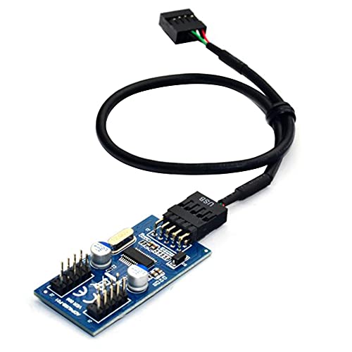 Sahkgye 9Pin USB Header Stecker 1 2/4 Buchse VerläNgerung Kabel Karte Desktop 9Pin USB HUB USB 2.0 9 Pin Anschluss Adapter 30Cm 1 STÜCK von Sahkgye