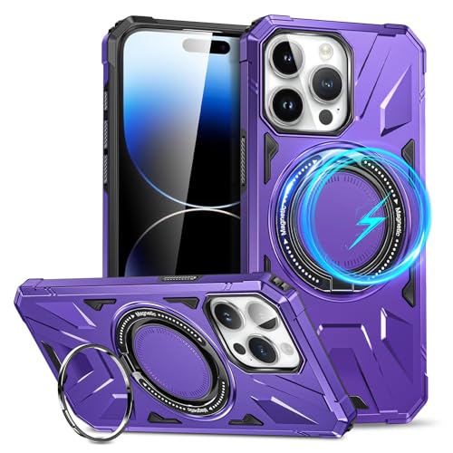 Saiboro Kompatibel mit iPhone 15 pro max Hülle mit Ständer, Hülle iPhone 15 pro max mit Halterung, Outdoor Schutzhülle Stoßfeste Case Bumper Cover - Lila von Saiboro