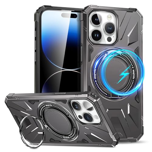 Saiboro Kompatibel mit iPhone 15 pro max Hülle mit Ständer, iPhone 15 pro max Case mit Halterung, Outdoor Schutzhülle Stoßfeste Case Bumper Cover - Silber von Saiboro