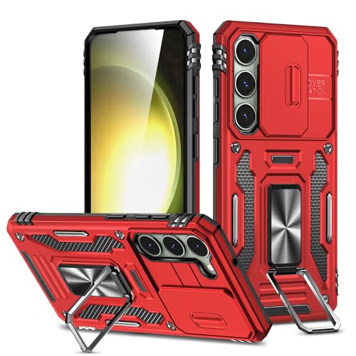 Saiboro für S23 Hülle mit Ständer (6,1"), Handyhülle S23 Case mit Kameraschutz und Halterung, Outdoor Schutzhülle Stoßfeste Handy Hülle Cover 5G - Rot von Saiboro