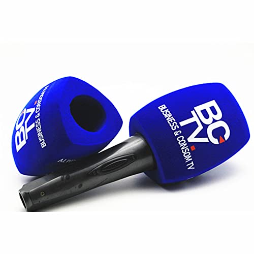 5 Stück Schaumstoff-Windschutz mit Logo bedruckt Customize mic Schaumstoffabdeckung Windschutzscheiben für TV-Interview-Mikrofon (Blue) von Saidbuds