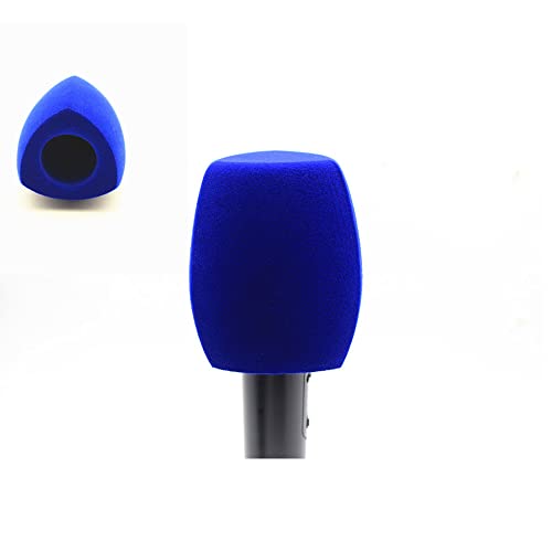 Beflockte Mikrofon-Schaumstoff-Windschutzscheiben, Handgriff, Mikrofon, Schaumstoffabdeckungen, Windschutzscheiben für TV-Interview-Mikrofone (Dreieck, blau) von Saidbuds