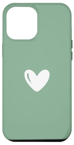 Hülle für iPhone 12 Pro Max Niedliches handgezeichnetes weißes minimalistisches Herz Mintgrün von Sailor Nostalgia Gifts