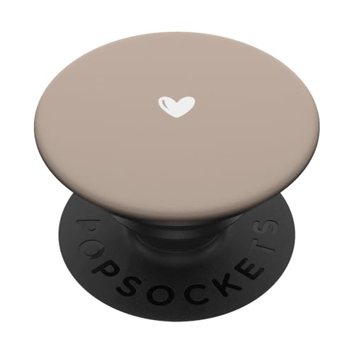 Niedliches handgezeichnetes weißes minimalistisches Herz beige Sand PopSockets mit austauschbarem PopGrip von Sailor Nostalgia Gifts