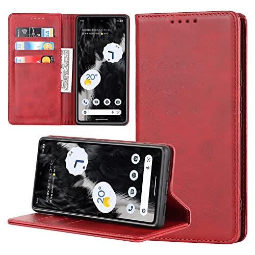 SailorTech Brieftasche Hülle für Google Pixel 7a, Premium PU Leder Handyhülle Case Smart Magnet Handyhülle Klapphülle Handytasche Lederhülle mit Kartenfächer Standfunktion Etui Tasche Cover Weinrot von SailorTech