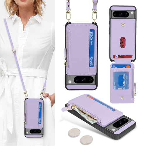 SailorTech Handyhülle für Google Pixel 8 Pro Etui mit Kartenfach, Google Pixel 8 Pro Hülle mit Verstellbarer Halskette, Google Pixel 8 Pro Handytasche mit Reißverschluss Geldbörse-Violett SailorTech Handyhülle für Google Pixel 8 Pro Etui mit Kartenfach, Google Pixel 8 Pro Hülle mit Verstellbarer Halskette, Google Pixel 8 Pro Handytasche mit Reißverschluss Geldbörse-Violett von SailorTech