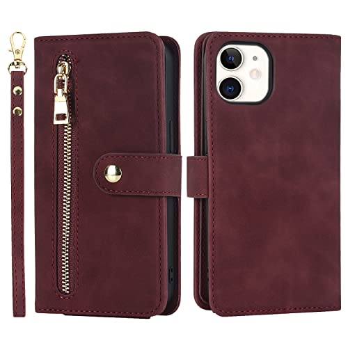 SailorTech Lederhülle für iPhone 11 Klappbare Handyhülle Reißverschluss Brieftasche Geldbörse Hülle mit Kartenhalter Handschlaufe Magnetschnalle Telefon Schutzhüllen Weinrot SailorTech Lederhülle für iPhone 11 Klappbare Handyhülle Reißverschluss Brieftasche Geldbörse Hülle mit Kartenhalter Handschlaufe Magnetschnalle Telefon Schutzhüllen Weinrot von SailorTech