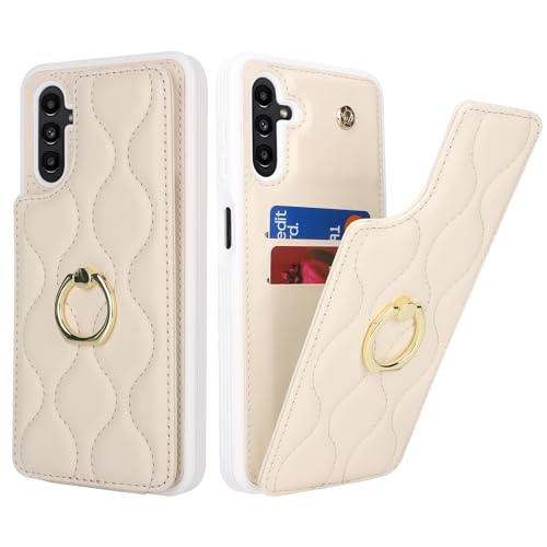 SailorTech Samsung Galaxy A13 5G Hülle mit Kartenhalter für Frauen, Galaxy A13 5G Handyhülle Ring-Ständer [Kartenfach] [Standfunktion] Modische Tasche für Samsung Galaxy A04s-Beige von SailorTech