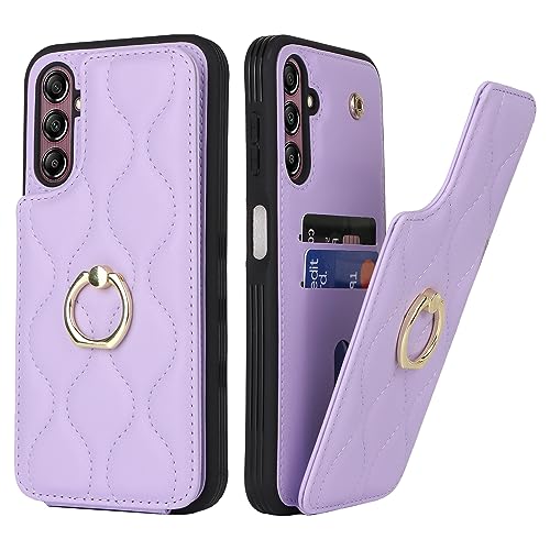 SailorTech Samsung Galaxy A14 5G Hülle mit Kartenhalter für Frauen, Galaxy A14 5G Handyhülle Ring-Ständer [Kartenfach] [Standfunktion] Modische Tasche für Samsung Galaxy A14 5G-Violett von SailorTech