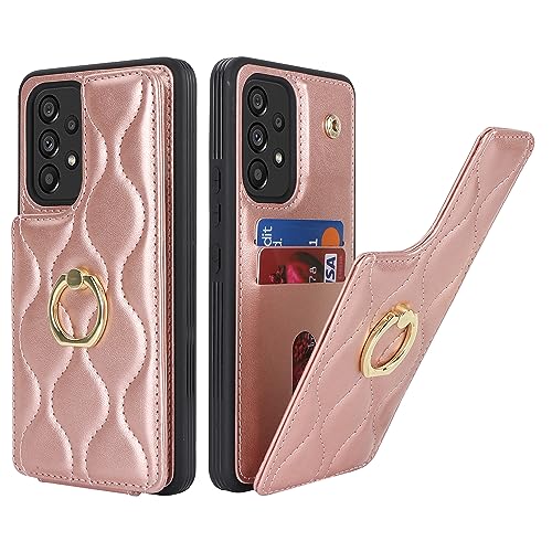 SailorTech Samsung Galaxy A53 5G Hülle mit Kartenhalter für Frauen, Galaxy A53 5G Handyhülle Ring-Ständer [Kartenfach] [Standfunktion] Modische Tasche für Samsung Galaxy A53 5G-Roségold von SailorTech