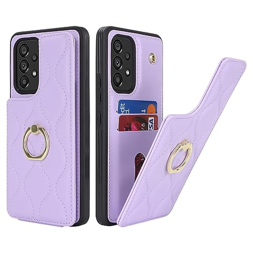 SailorTech Samsung Galaxy A53 5G Hülle mit Kartenhalter für Frauen, Galaxy A53 5G Handyhülle Ring-Ständer [Kartenfach] [Standfunktion] Modische Tasche für Samsung Galaxy A53 5G-Violett von SailorTech