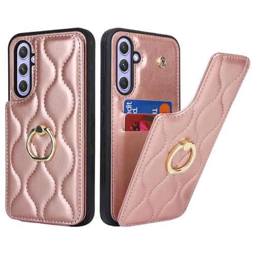 SailorTech Samsung Galaxy A54 5G Hülle mit Kartenhalter für Frauen, Galaxy A54 5G Handyhülle Ring-Ständer [Kartenfach] [Standfunktion] Modische Tasche für Samsung Galaxy A54 5G-Roségold von SailorTech