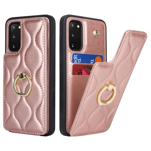 SailorTech Samsung Galaxy S20 Hülle mit Kartenhalter für Frauen, Galaxy S20 Handyhülle Ring-Ständer [Kartenfach] [Standfunktion] Niedliche und modische Tasche für Samsung Galaxy S20-Roségold von SailorTech