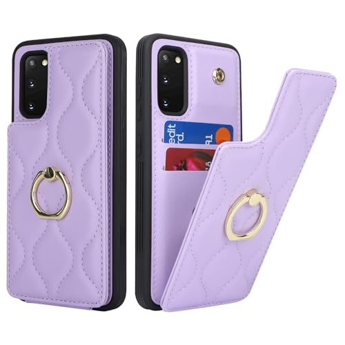 SailorTech Samsung Galaxy S20 Hülle mit Kartenhalter für Frauen, Galaxy S20 Handyhülle Ring-Ständer [Kartenfach] [Standfunktion] Niedliche und modische Tasche für Samsung Galaxy S20-Violett von SailorTech