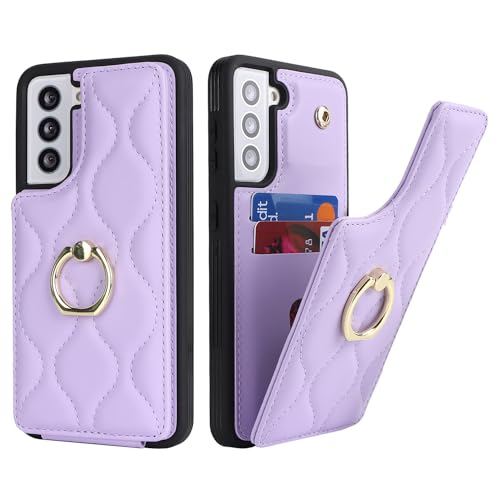 SailorTech Samsung Galaxy S21 Hülle mit Kartenhalter für Frauen, Galaxy S21 Handyhülle Ring-Ständer [Kartenfach] [Standfunktion] Niedliche und modische Tasche für Samsung Galaxy S21-Violett von SailorTech