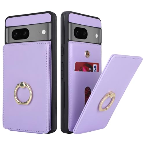 SailorTech für Google Pixel 7 Handyhülle mit Kreditkartenhalter für Frauen, Google Pixel 7 Hülle Ring-Ständer Kartenschlitze Standfunktion Modische Tasche für Männer - Lila von SailorTech