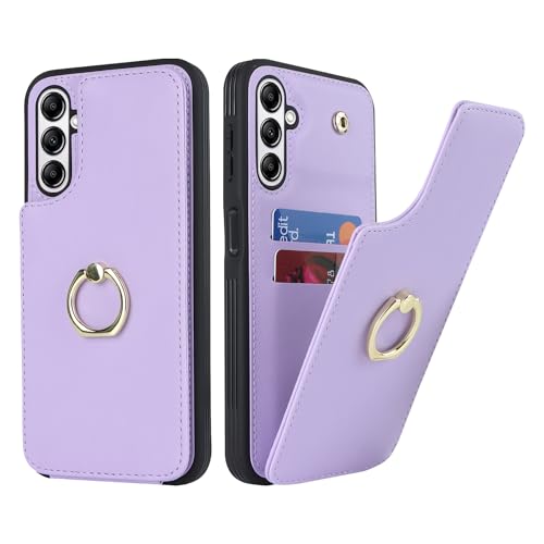 SailorTech für Samsung Galaxy A14 5G Handyhülle mit Kreditkartenhalter für Frauen, Samsung A14 5G Hülle Ring-Ständer Kartenschlitze Standfunktion Modische Tasche für Männer - Lila von SailorTech